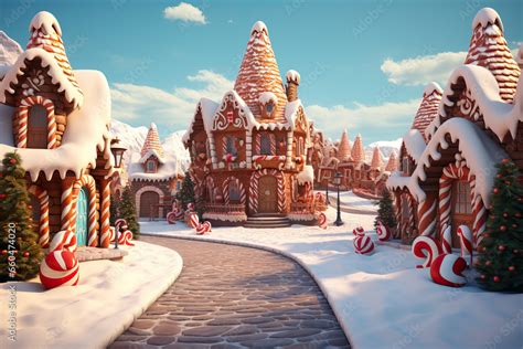 Festive Gingerbread Village, Generative AI illustration Stock ...