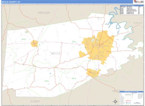 Boyle County, Kentucky Zip Code Wall Map | Maps.com.com