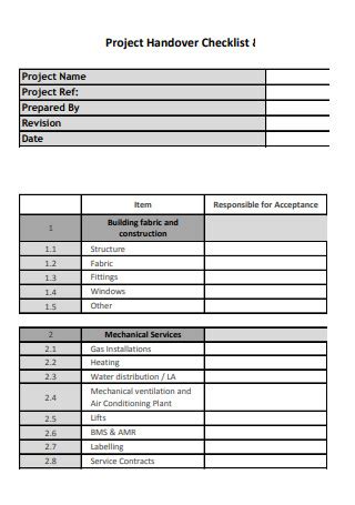 Sample Handover Checklist - 26+ IN PDF