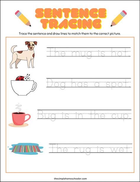 Silly Sentence Tracing Worksheets for Kids: Free & Easy Print - The Simple Homeschooler