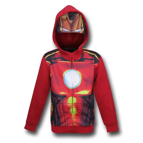 Iron Man Sublimated Kids Costume Hoodie w/Mask