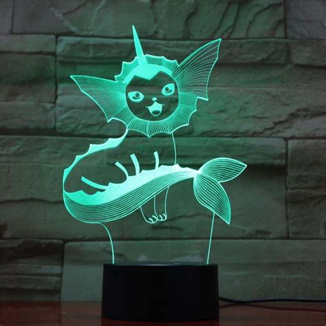 Vaporeon Pokemon Lamp LED Light 3D LED Night Light Desk Lamp USB Lamp Remote Con - Other