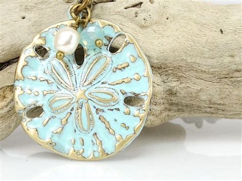 Sand Dollar Necklace Beach Jewelry Turquoise Blue Light Blue Sea ...