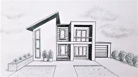 How to draw a house in one point perspective, step by step - YouTube