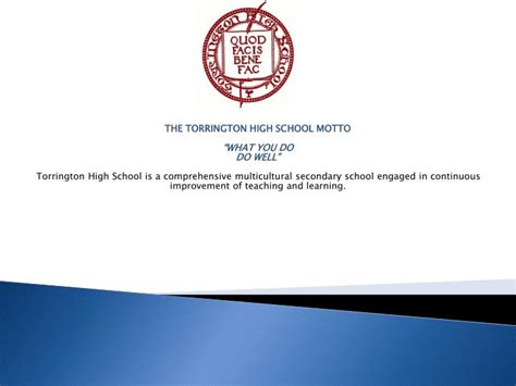 PPT - THE TORRINGTON HIGH SCHOOL MOTTO “WHAT YOU DO DO WELL” Torrington ...