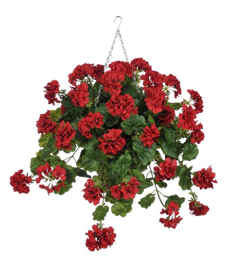 House of Silk Flowers Inc. Artificial Geranium Hanging Plant in Square ...