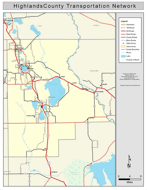 Highlands County Road Network- Color, 2009