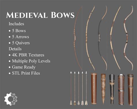 Medieval Collection Weapons Bows and Arrows VR / AR / low-poly | CGTrader