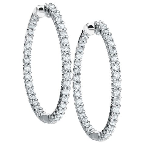 Hoop Earrings with 2 Carat TW of Diamonds in 18kt White Gold