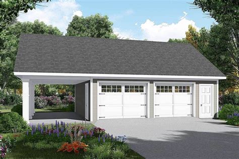 Plan 51185MM: Detached Garage Plan with Carport | Detached garage designs, Garage house plans ...