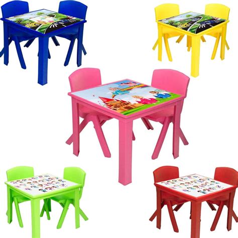 A406 Toddler Plastic Table and Chairs for Children Kids Plastic Nursery Set Outdoor indoor (Pink ...