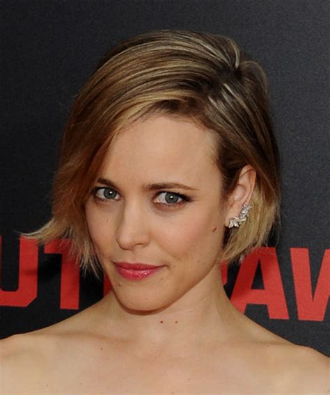 Rachel McAdams Short Straight Layered Dark Blonde Bob Haircut with Side ...