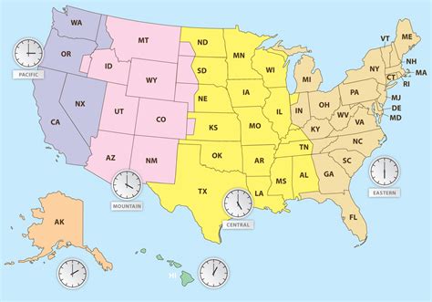 Printable Time Zone Map Usa