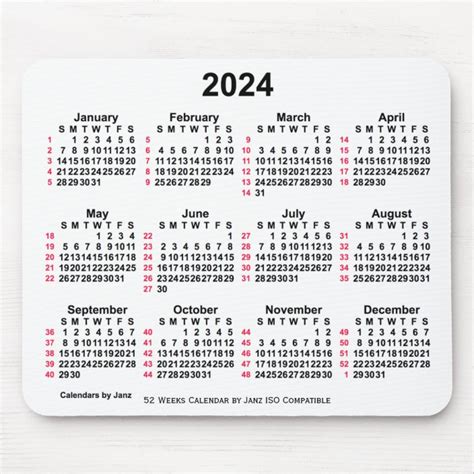 2024 52 Week Calendar Printable Images - Jenda Lorette