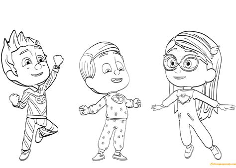 PJ Masks Pajama Heroes Coloring Page | Kleurplaten, Disney, Knutselen