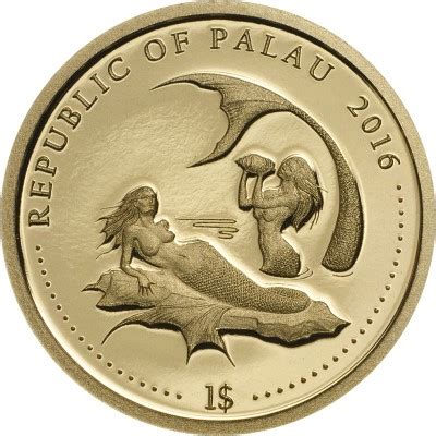 Palau - 2016 - 1 Dollar - Marine life CORAL HIND -SMALL GOLD- (PROOF ...