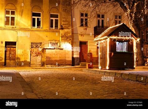 Old European town at night Stock Photo - Alamy