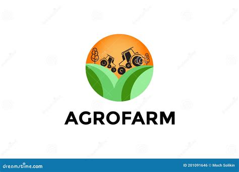 Agro Farm Logo Design with the Concept of Farmer Tractor and Line Art Style Stock Vector ...