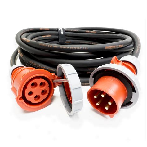 32amp Red 3 PHASE Power Cable. (5x6mm) 3P+N+E 400V. H07RN-F Rubber | eBay