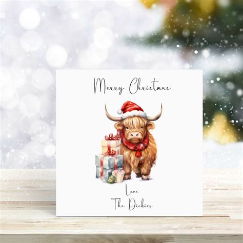 Personalised Christmas Card/ Highland Cow Christmas Card/ - Etsy