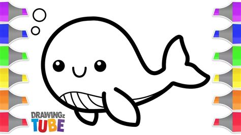 Glitter Baby Whale coloring pages Learn Colors for kids | Drawing for ...