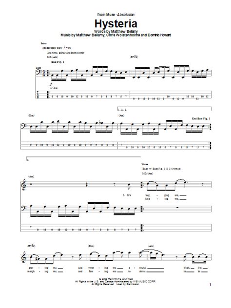 Hysteria by Muse - Bass Tab - Guitar Instructor