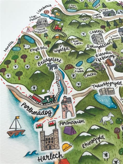 Snowdonia Map Print Map of Snowdonia National Park Parc - Etsy