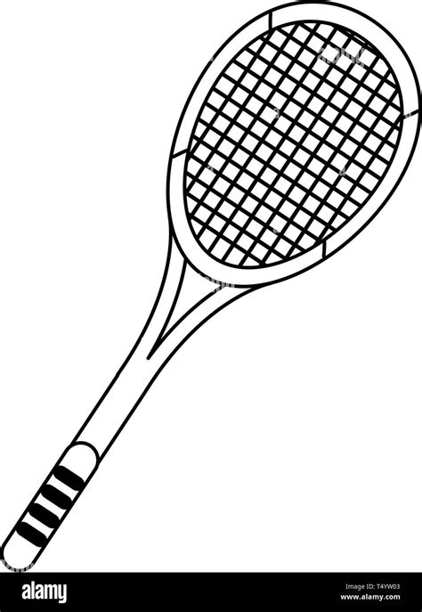 Tennis racket sport cartoon isolated in black and white Stock Vector ...