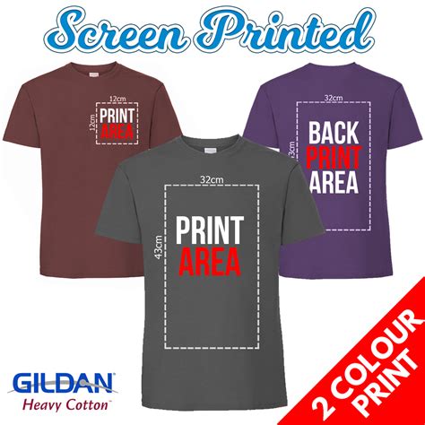 Mens Screen Printed T-Shirts - 2 Colour Print T Shirts - Gildan Heavy Tshirt