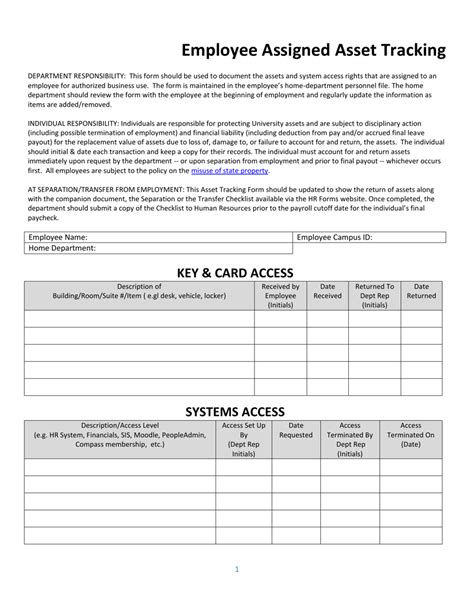 Employee Assigned Asset Tracking Template - Fill Out, Sign Online and ...