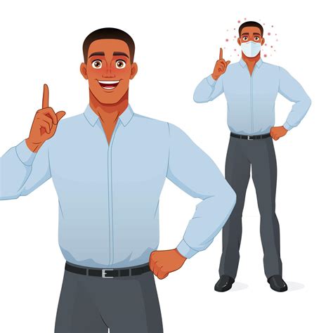 Black man pointing finger up to give advice cartoon vector illustration ...