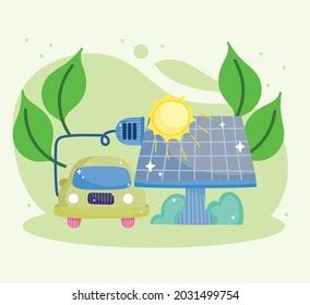 Electric Car Solar Panel Cartoon Stock Vector (Royalty Free) 2031499754 | Shutterstock