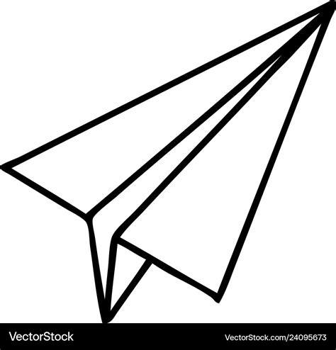 Line drawing cartoon paper plane Royalty Free Vector Image