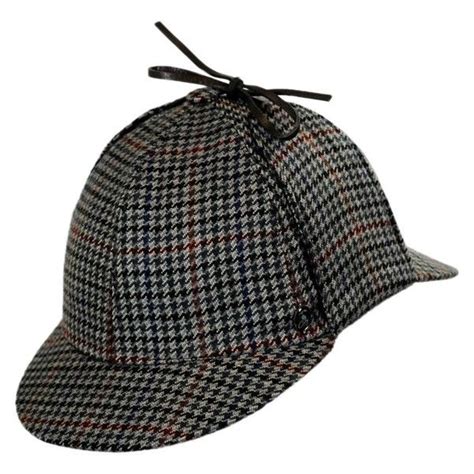 Houndstooth Wool and Cashmere Sherlock Holmes Deerstalker Hat liked on ...