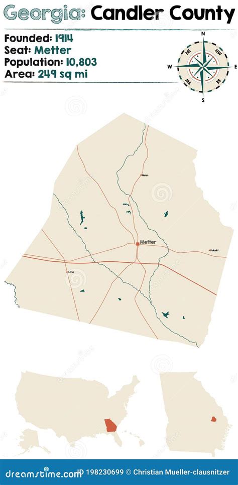 Map of Candler County in Georgia Stock Vector - Illustration of colors, america: 198230699