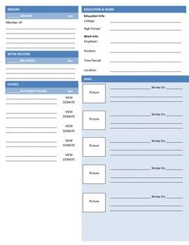 Historical Facebook Template by Matt's Boredom Busters | TpT