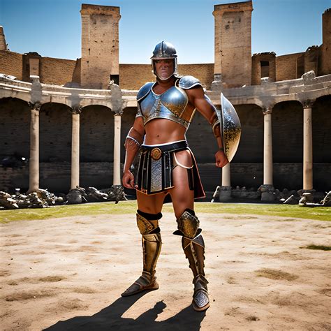 A gladiator in armor. A powerful, tanned body, pumped-up muscles ...