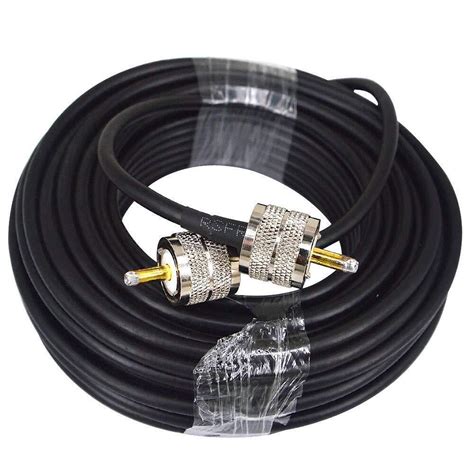 50 ft RG58 coax coaxial UHF PL-259 connectors amateur ham CB radio ...