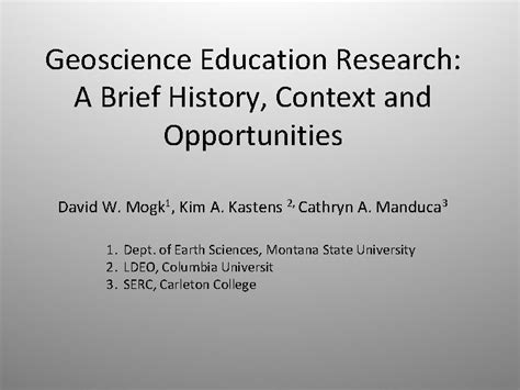 Geoscience Education Research A Brief History Context and