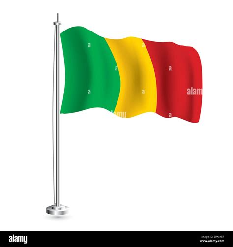 Mali Flag. Isolated Realistic Wave Flag of Mali Country on Flagpole. Vector Illustration Stock ...