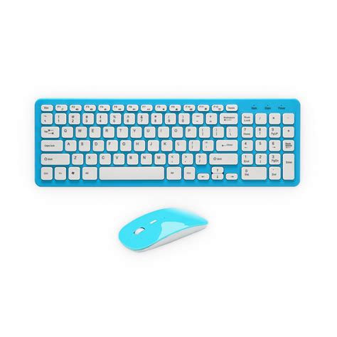 Blue Wireless Keyboard & Mouse