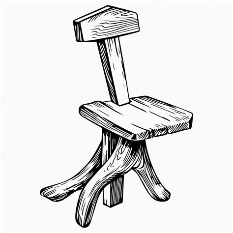 Premium Vector | Old wooden stool