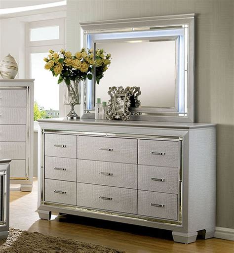 CM7979SV-D Contemporary Silver Dresser and Mirror Set - Luchy Amor Furniture