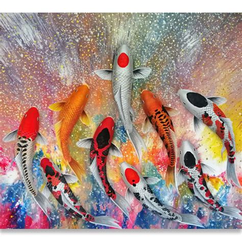 Colorful Koi Art Original Painting For Sale | Royal Thai Art