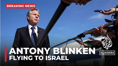 US Secretary of State Antony Blinken addresses the press on Gaza-Israel war before flying to ...