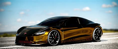 Tesla Roadster 2.0 Gets Rendered in Gold for a Sheik's Pleasure - autoevolution