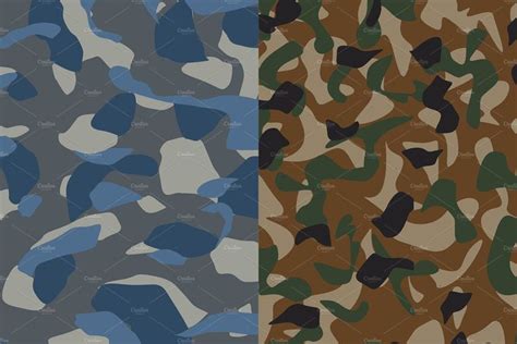 two different camouflage patterns, one in blue and the other in brown