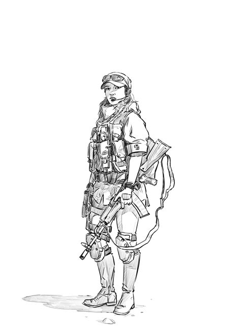 Wanted to draw a female soldier, but couldn't find good photo material so i drew this. Next up ...