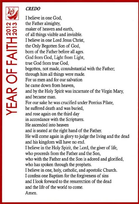 The Prayer for The Year of Faith - Our Profession of Faith: The Nicene Creed - Discerning Hearts