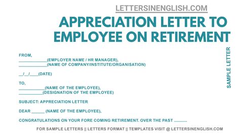 Letter of Appreciation to Employee on Retirement - Letters in English